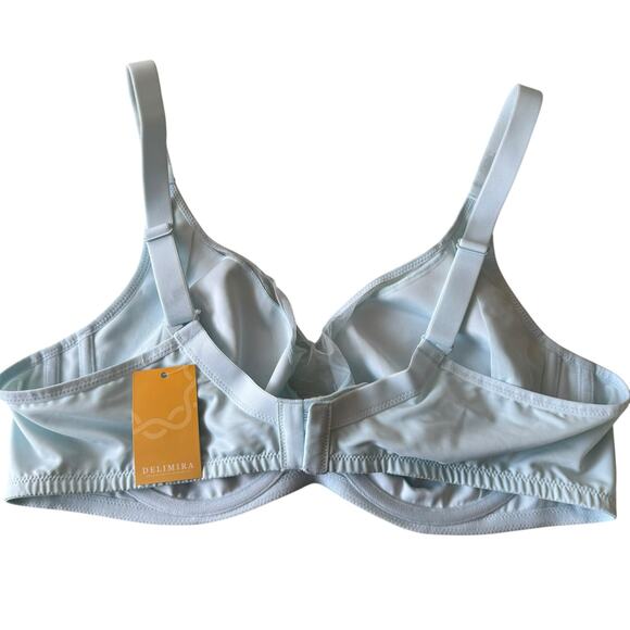 NWT Delimira Full Coverage Light Blue Bra 40C Underwire W681A Pastel Mesh - Picture 4 of 8